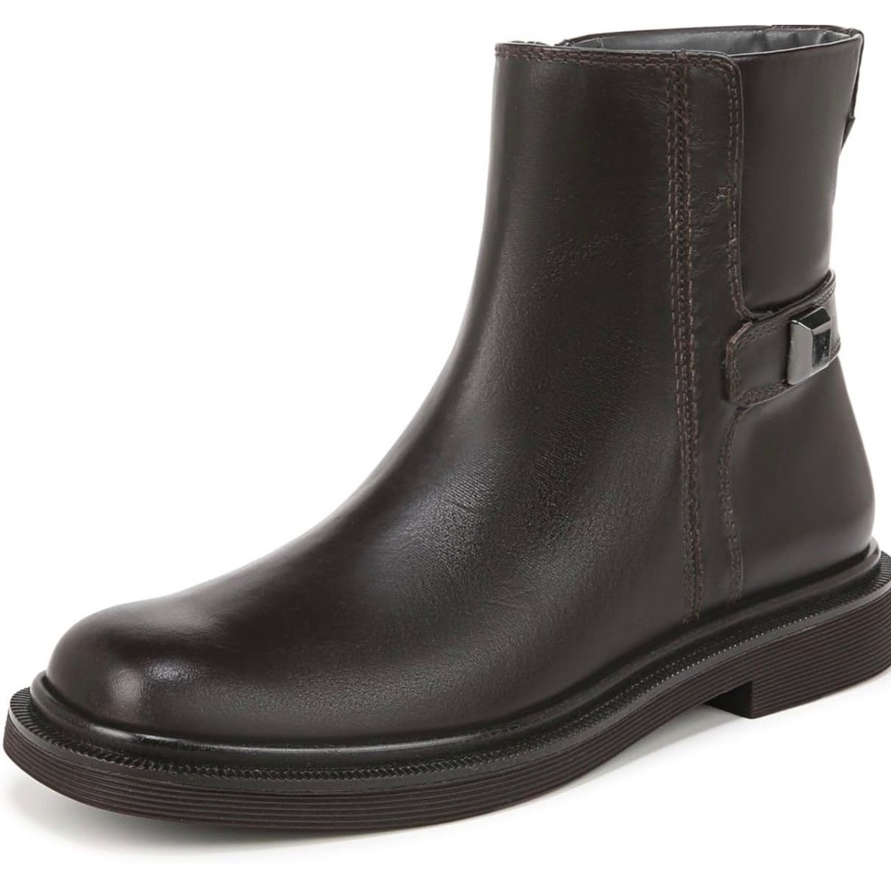 Franco Sarto Axel Dark Brown Leather Square Toe Ankle Boots Womens 5.5 M